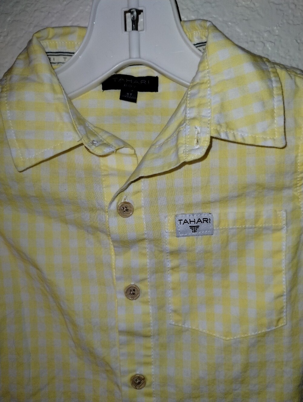 Boy's Shirt Tahari Yellow White Gingham Vibes 2T